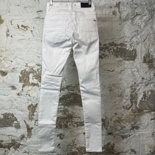 Amiri MX1 White Leather White Denim Jeans Sz 28