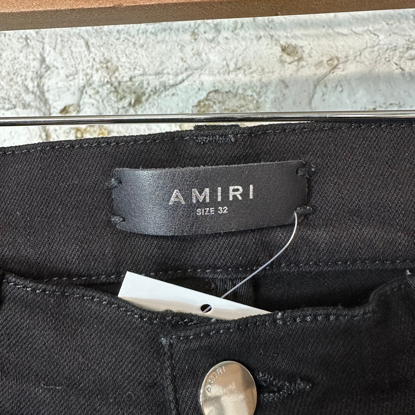 Amiri Red Velour Stripe Black Denim Jeans Sz 32