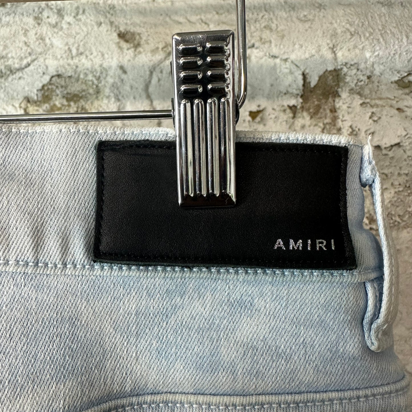 Amiri MX1 Blue Leather Mineral Blue Denim Jeans Sz 32