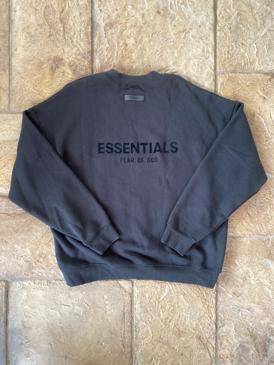 Fear of God Essentials Jet Black Crewneck Sz 2XL
