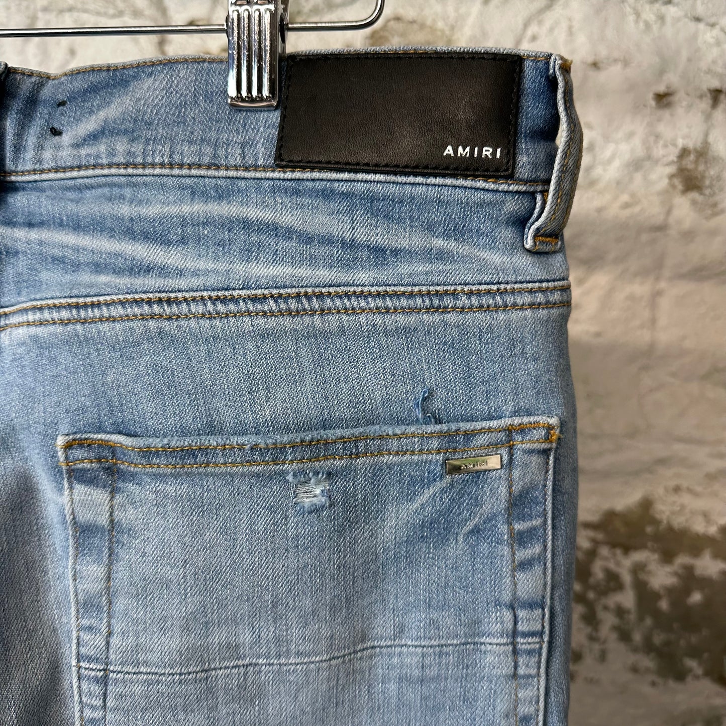 Amiri Plain Blue Perfect Stack Denim Jeans