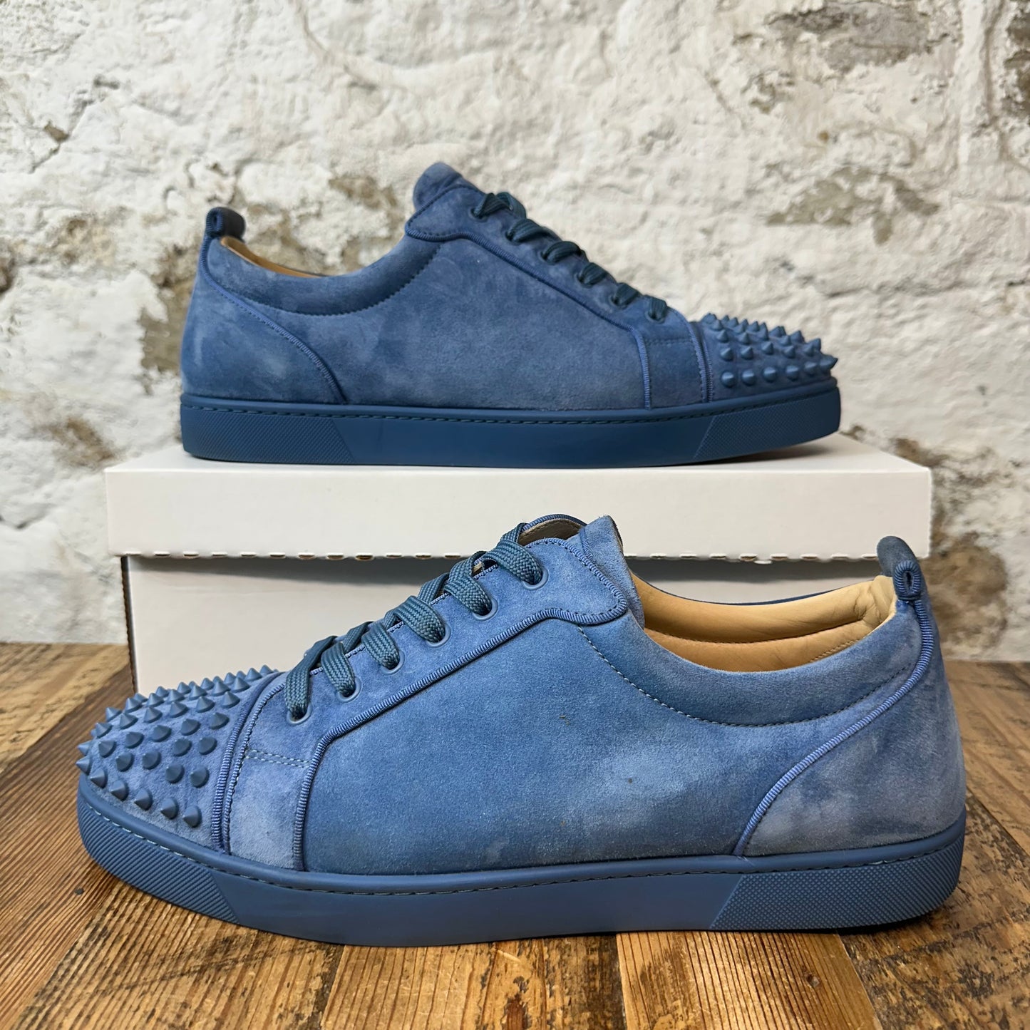 Christian Louboutin Blue Suede Spike Low Sz 12.5 (45.5) No Box
