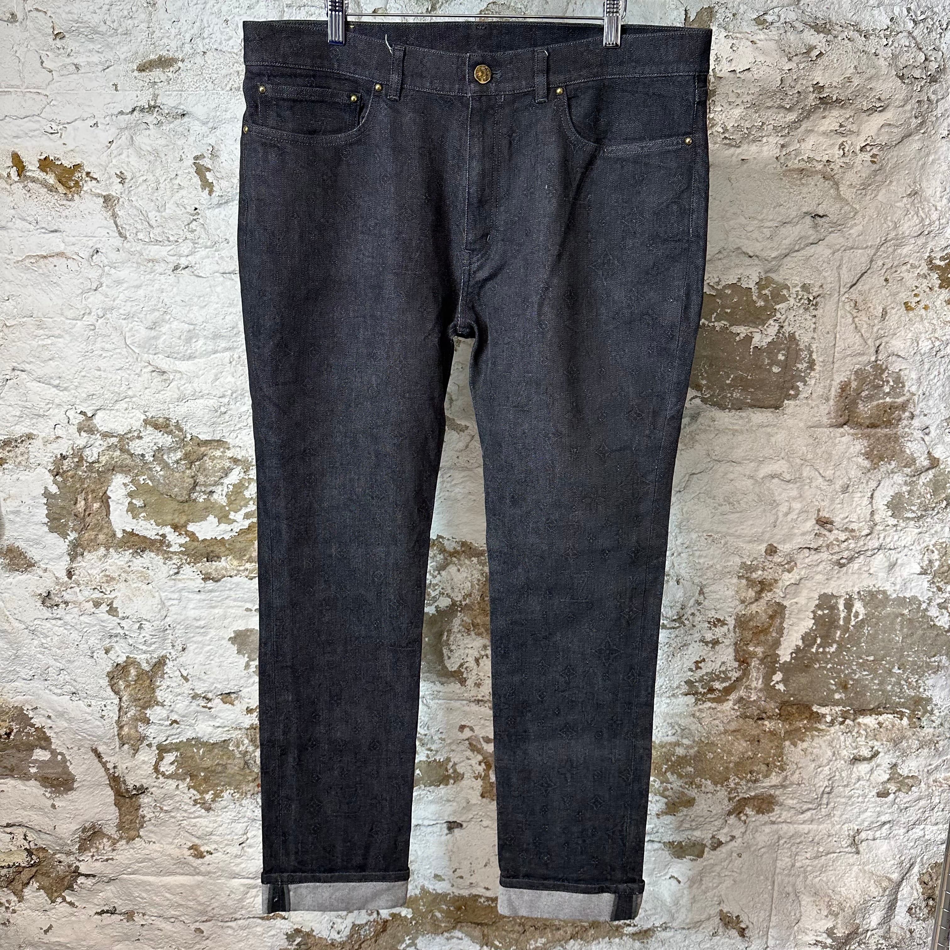 Louis Vuitton Dark Grey Monogram Denim Jeans Sz 38