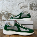 Prada Americas Cup Green Patent Grey White Sneaker Sz 9