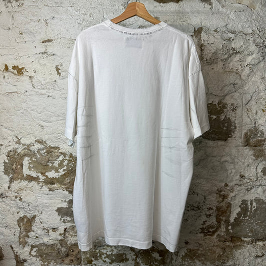Satoshi Luke Destroyed White T-Shirt Sz XL