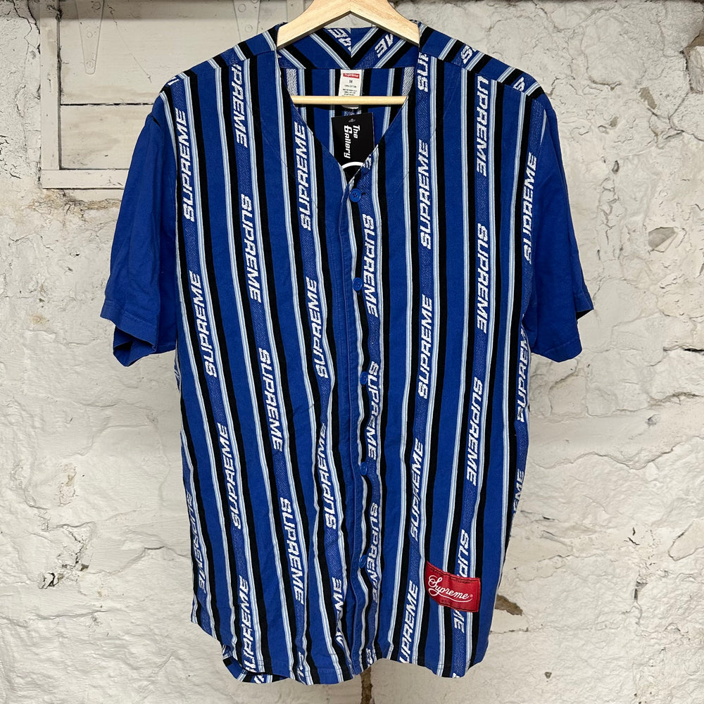 Supreme Blue Striped Baseball Jersey Sz M