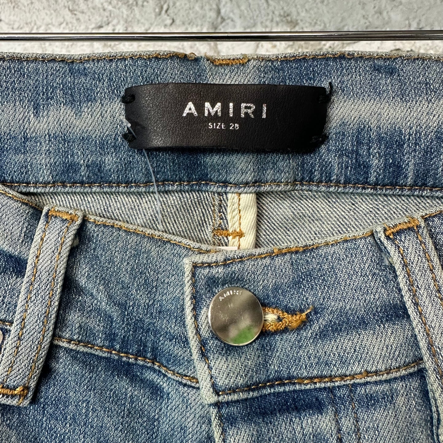 Amiri MX1 Olympic Patch Blue Denim Jeans Sz 28