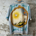 Amiri Sun Logo Silk Button Up Shirt Sz L