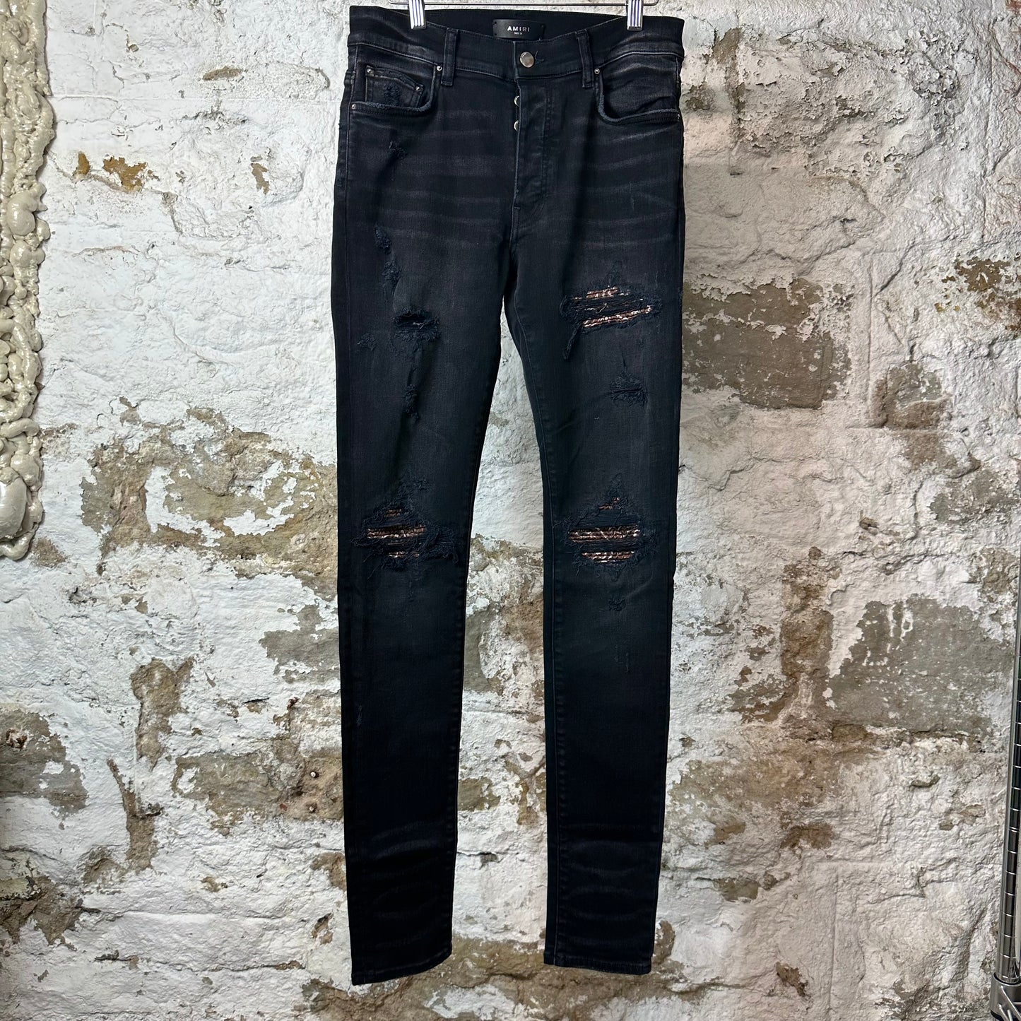 Amiri MX1 Brown Paisley Black Denim Jeans Sz 31