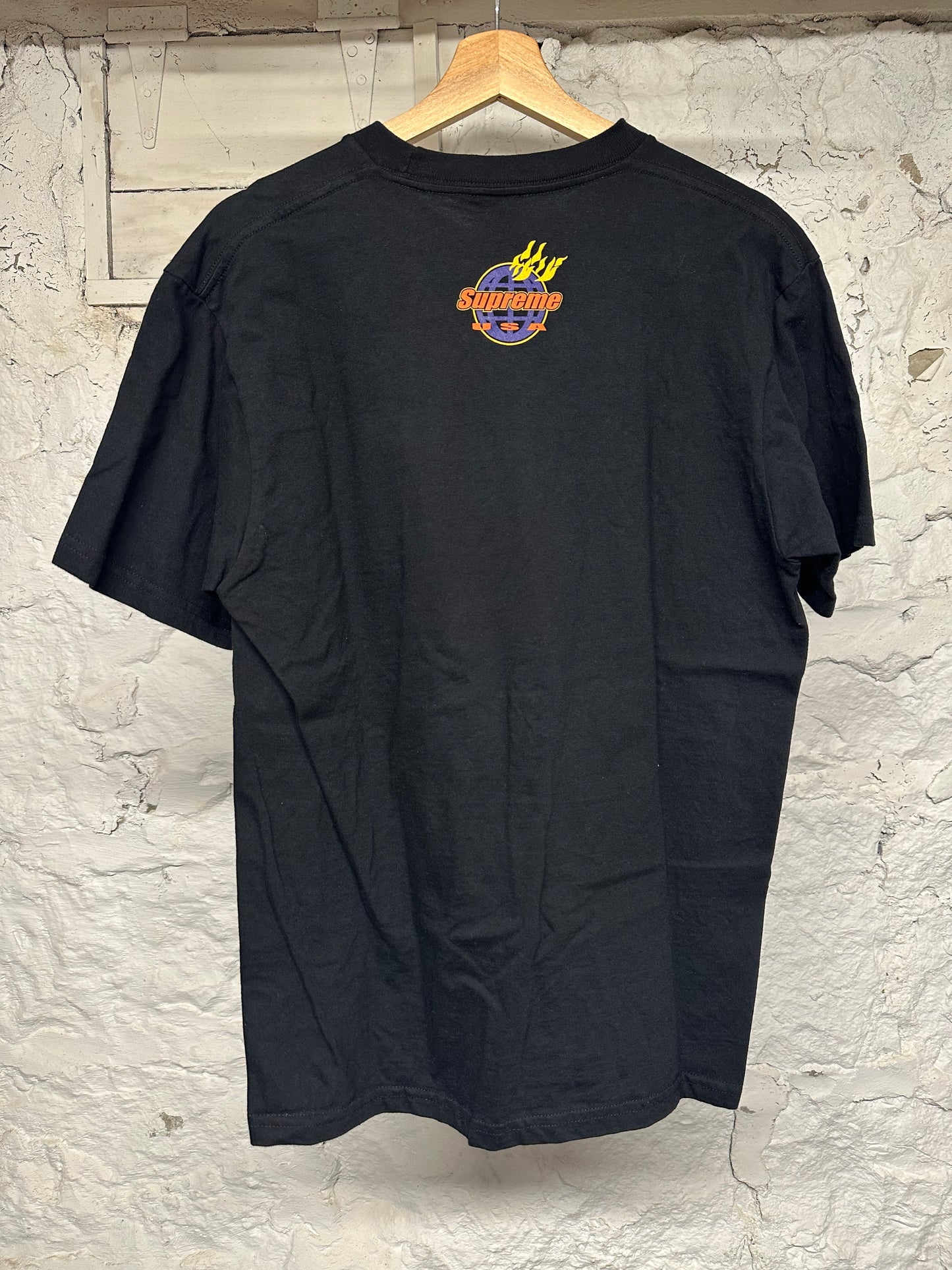 Supreme USA Flames Black T-Shirt Sz M