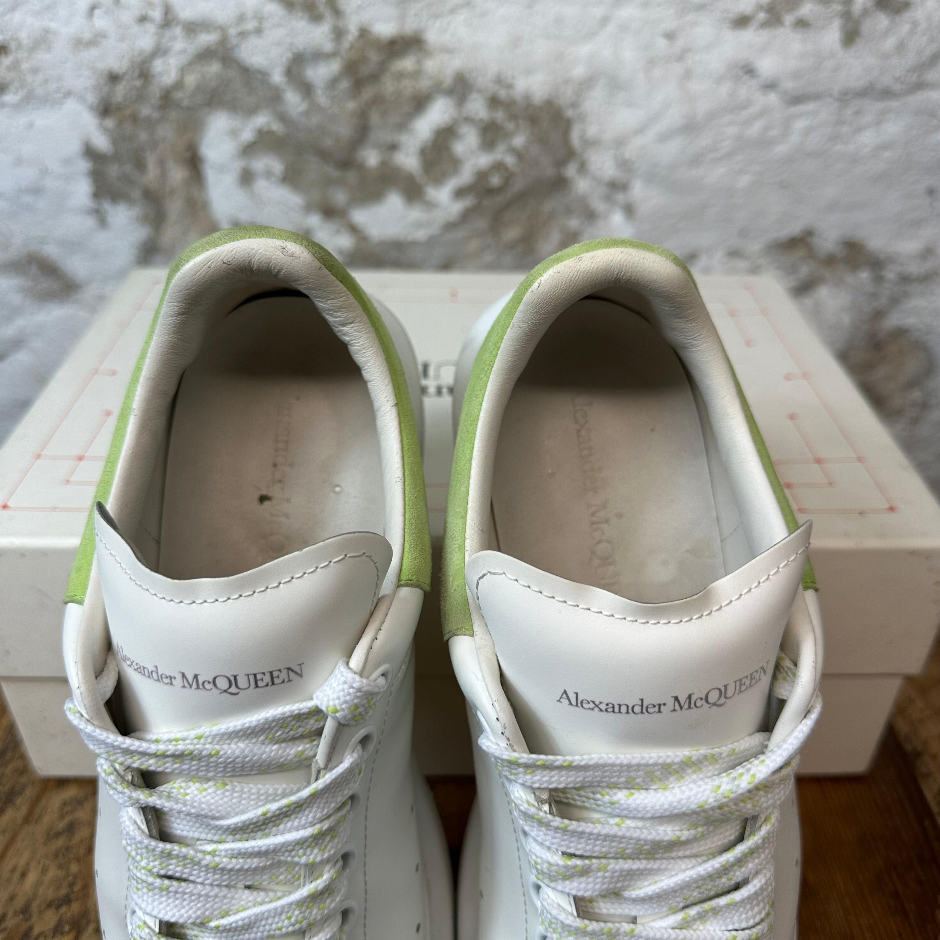 Alexander Mcqueen Green Suede Tab White Sneaker Sz 7.5 (40.5