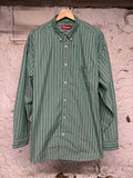 Supreme Green Striped Button Up Shirt Sz XL