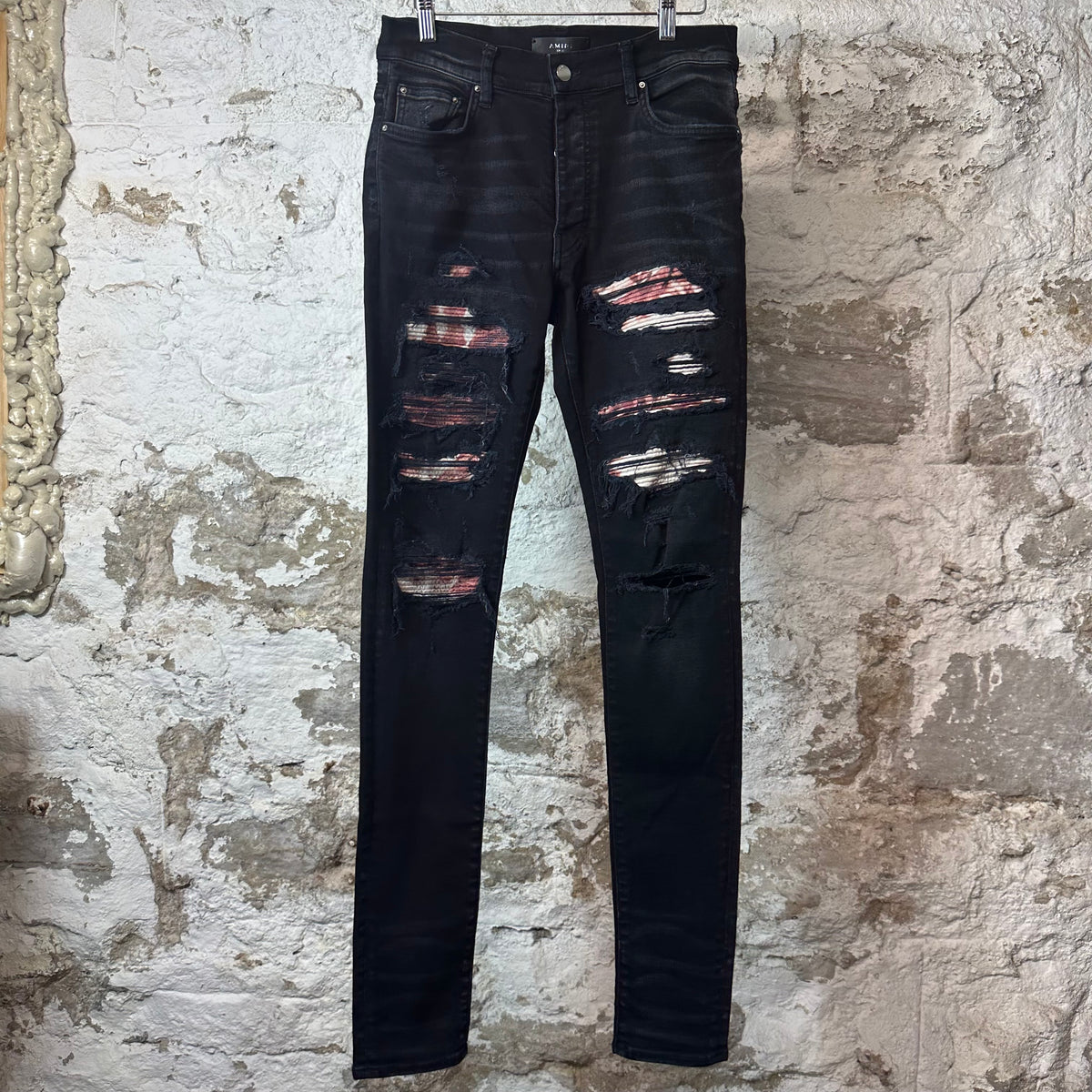 Amiri MX1 Red Tie Dye Thrasher Black Denim Jeans Sz 31