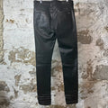 Amiri MX1 Black Leather Black Waxed Denim Jeans Sz 34