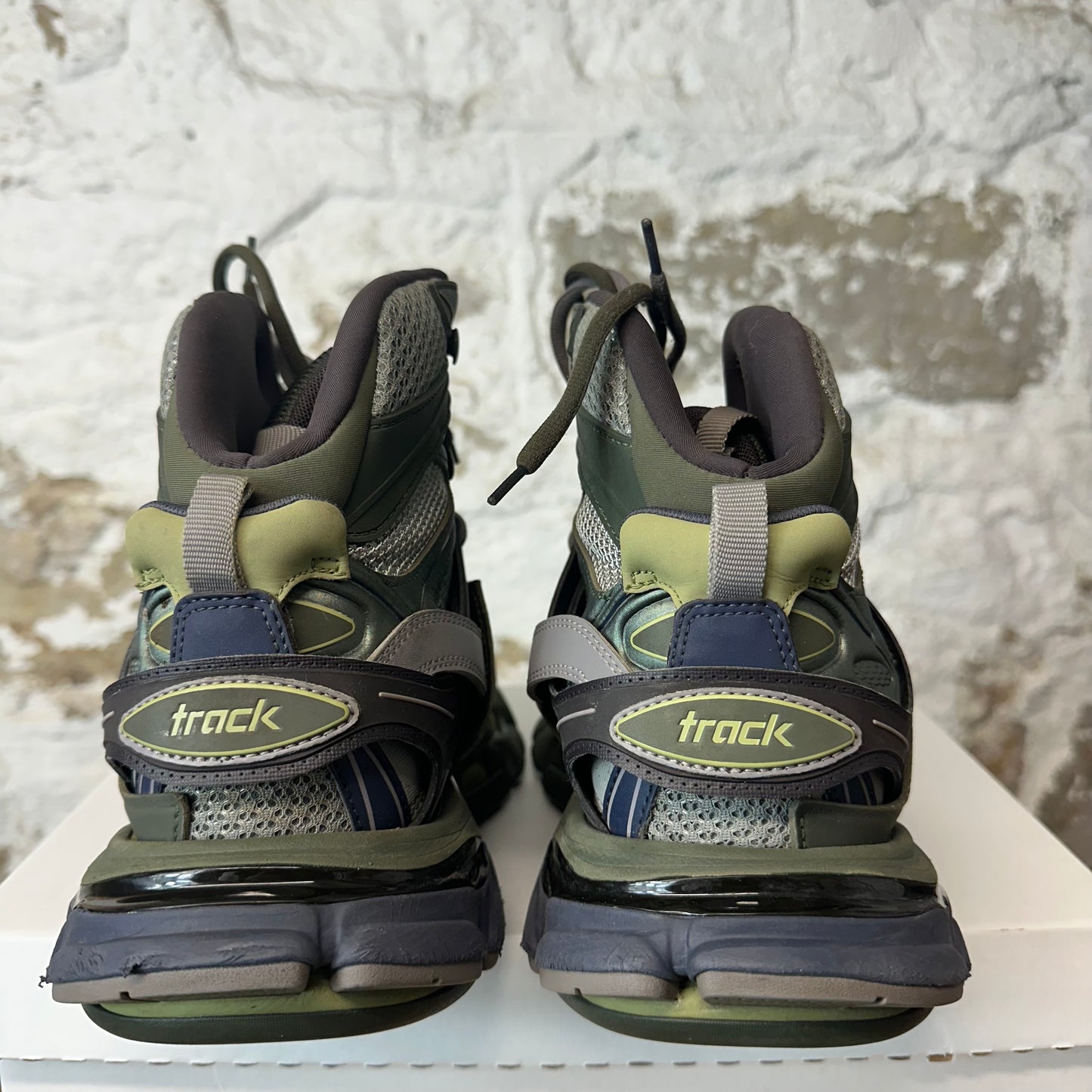 Balenciaga High Green Navy Track Runner Sneaker Sz 6.5 (39)