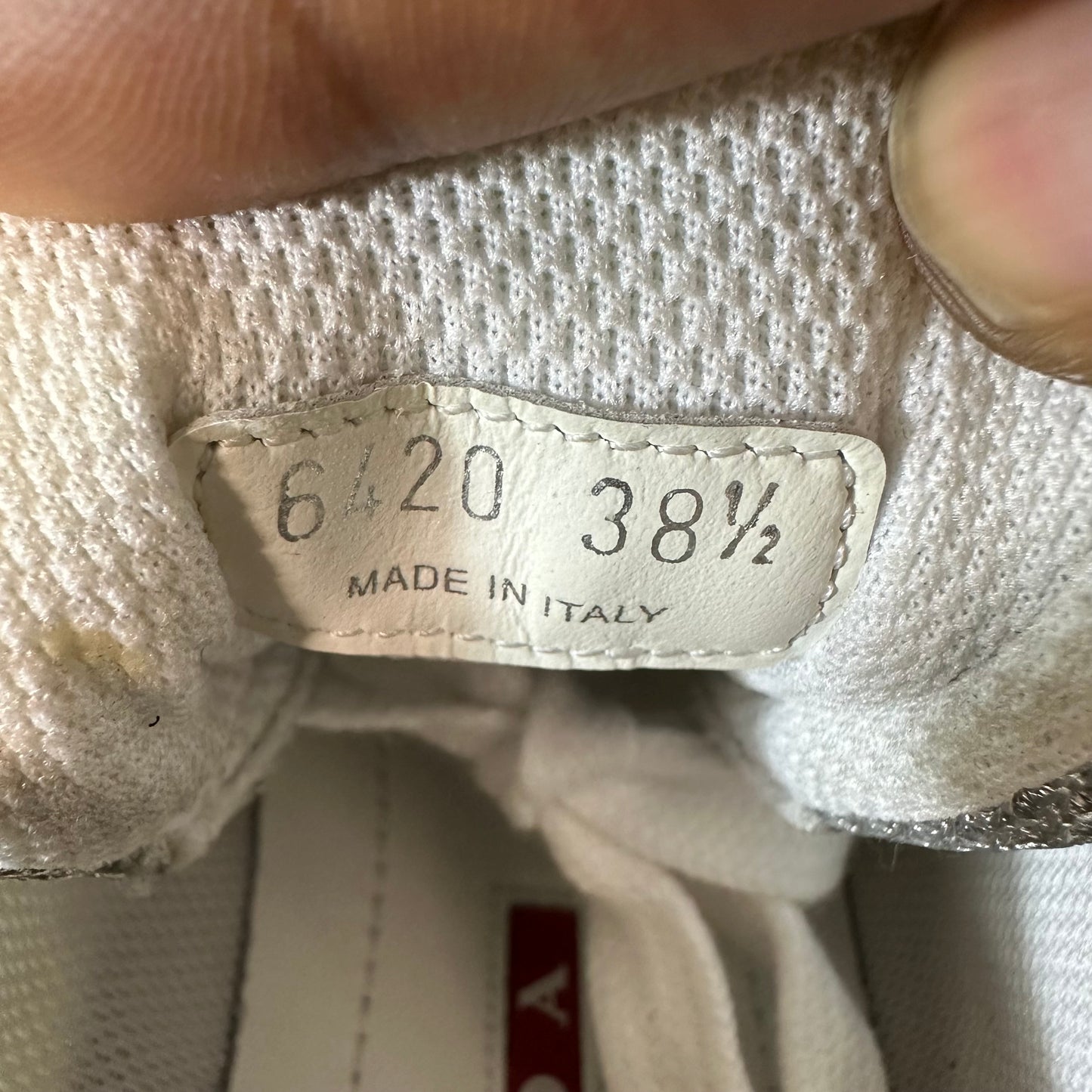 Prada Americas Cup White Patent Grey White Sneaker Sz 6 (38.5)