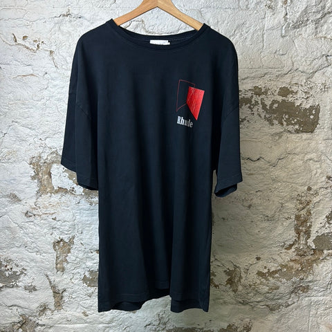 Rhude Red Abstract Logo T-shirt Black Sz 2XL