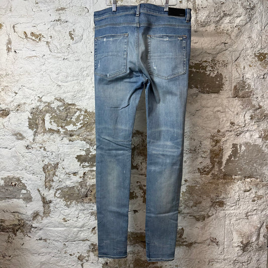 Amiri Distressed Plain Blue Denim Jeans Sz 36