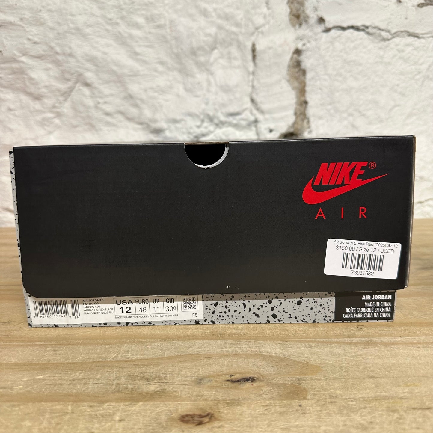 Air Jordan 5 Fire Red Black Tongue (2025) Sz 12