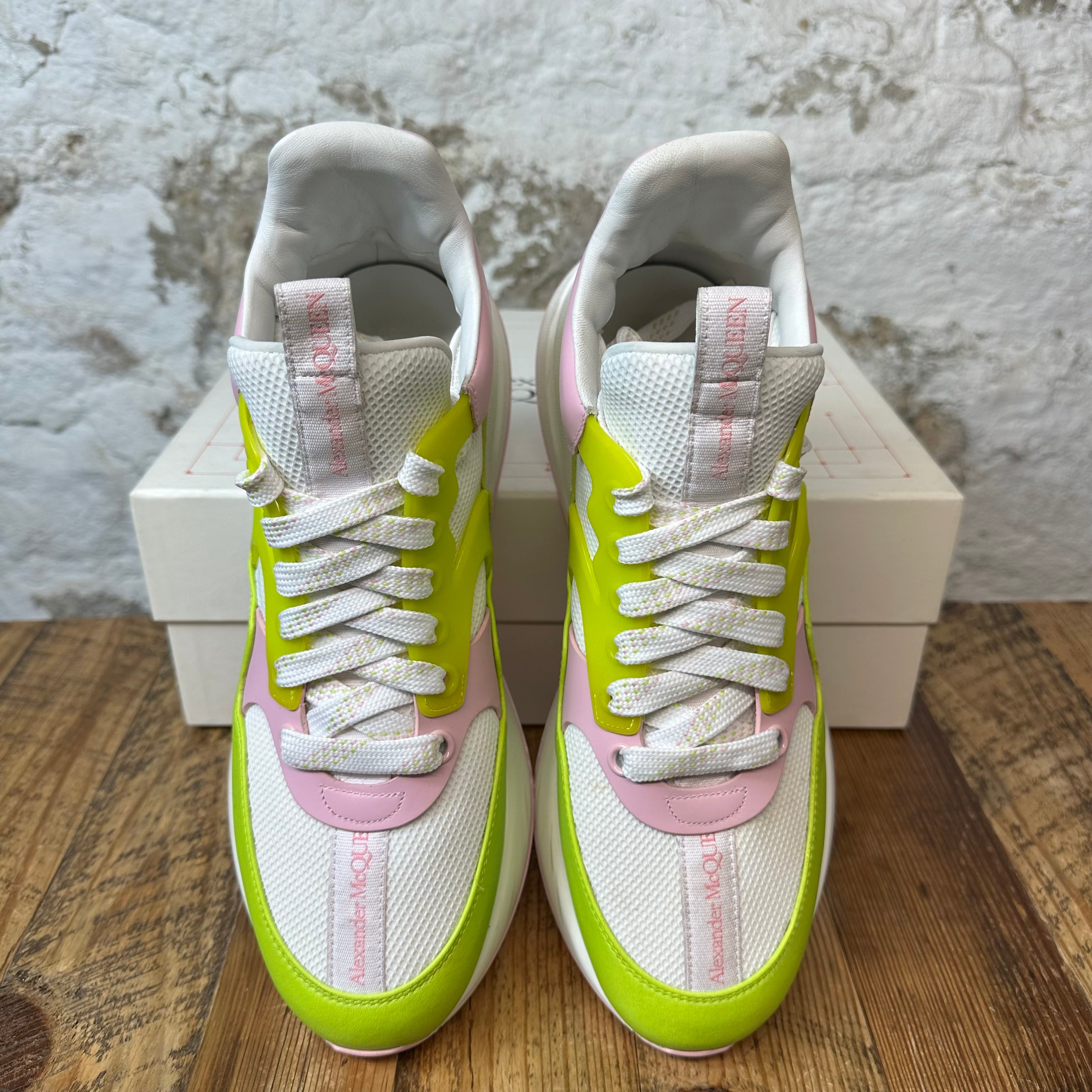 Alexander McQueen Sue Velour Lime Ice White Sneaker Sz 10 (43