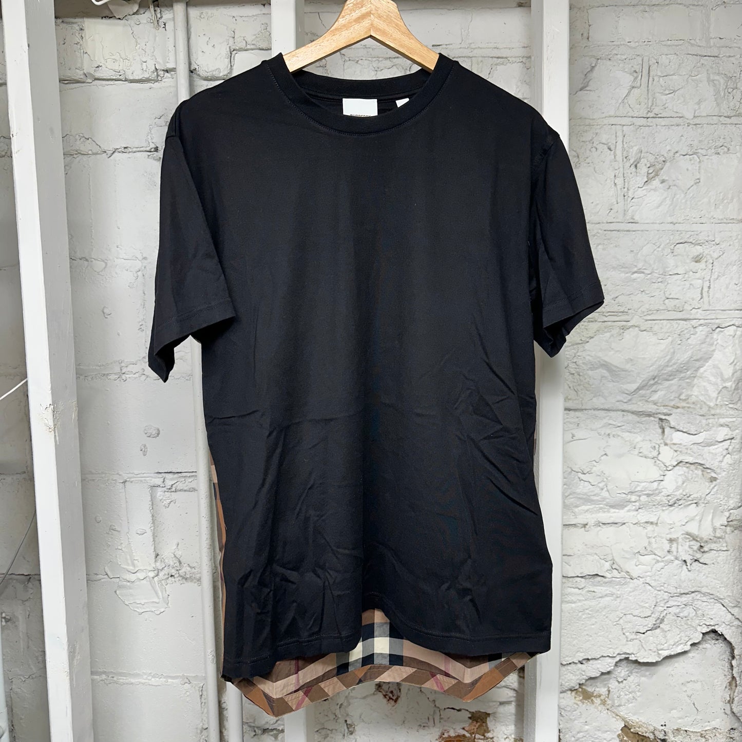 Burberry Back Plaid Black T-Shirt Sz XXS