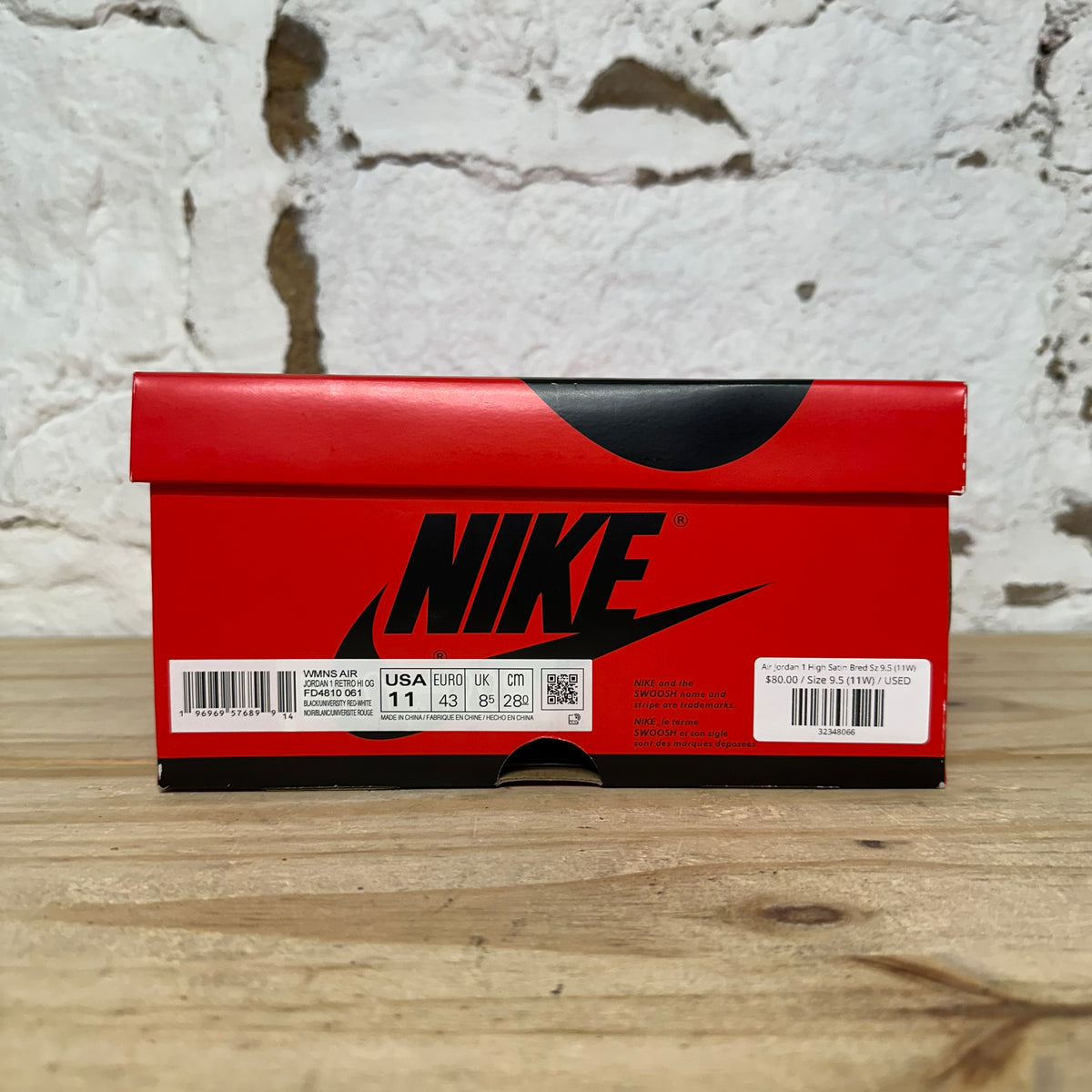 Air Jordan 1 High Satin Bred Sz 9.5 (11W)