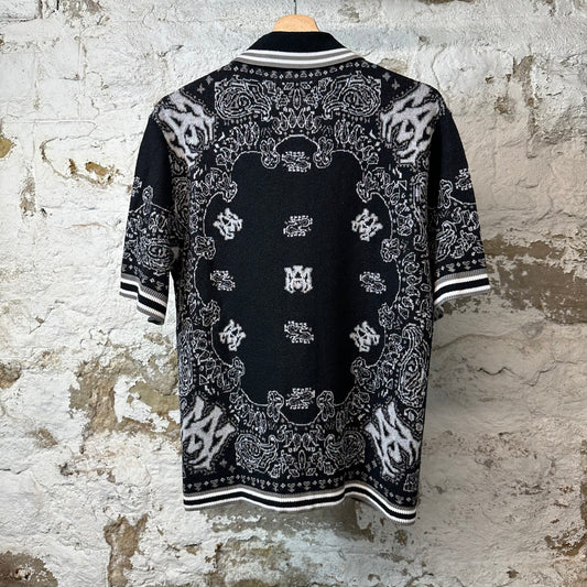 Amiri Black Paisley Button Up Polo Shirt Sz M