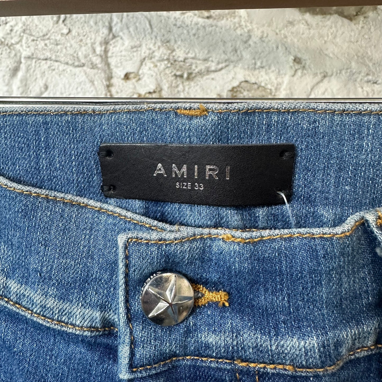 Amiri Chemist Blue Tan Star Blue Denim Jeans Sz 33 DS