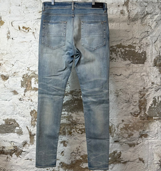 Amiri MX1 Multicolor Flannel Blue Denim Jeans Sz 34