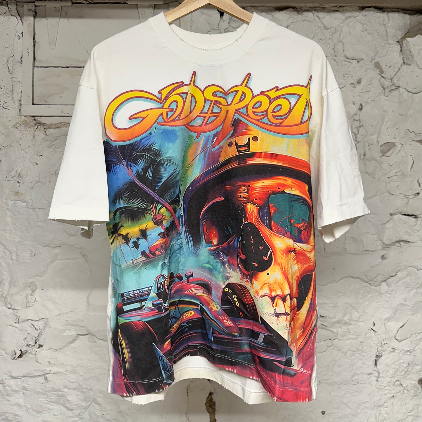 Godspeed F1 Skull White T-Shirt Sz S