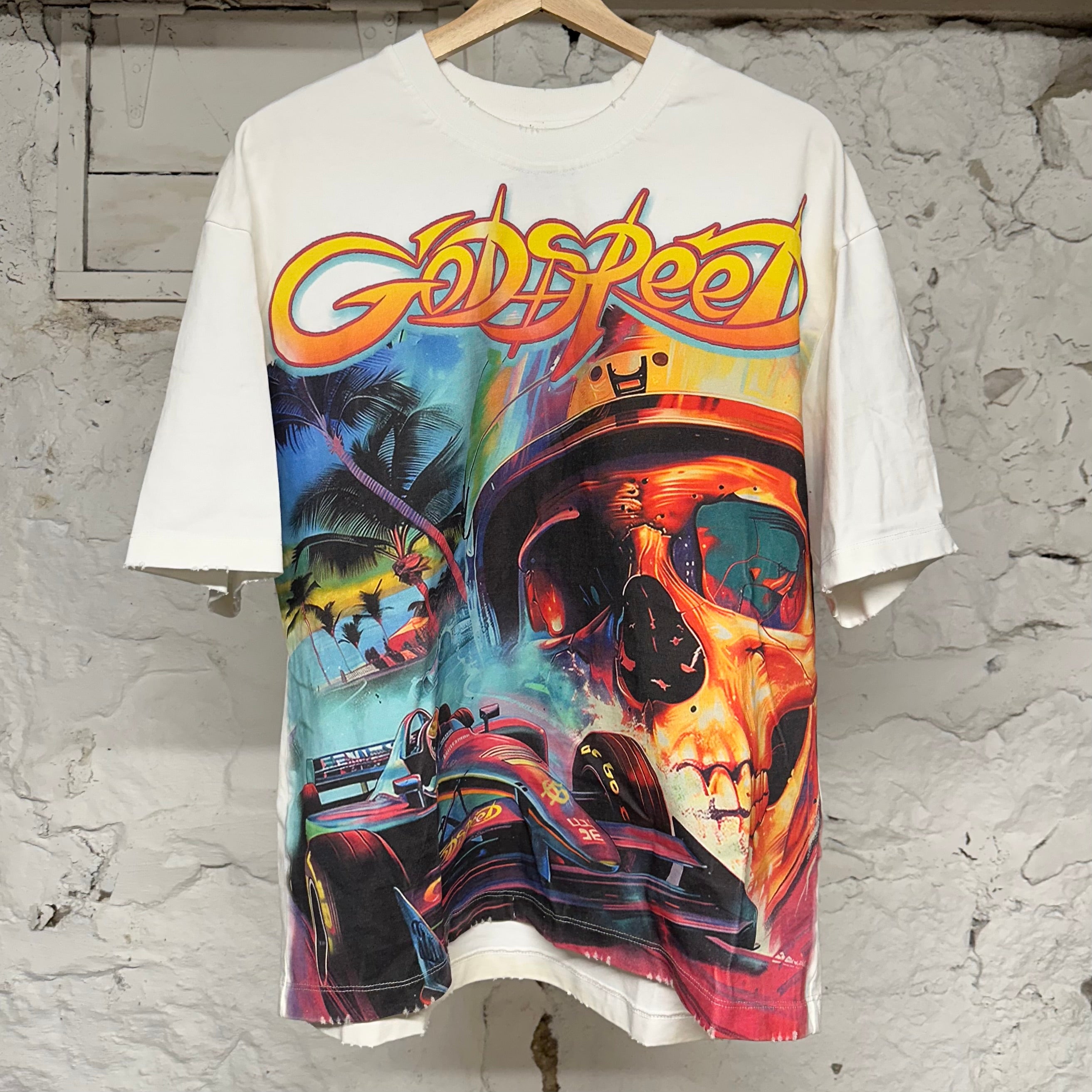 Godspeed F1 Skull White T-Shirt Sz S