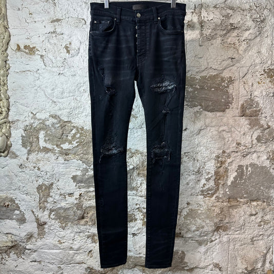 Amiri MX1 Green Paisley Black Denim Jeans Sz 30