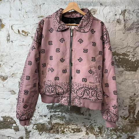 Rhude Bandana Paisley Pink Bomber Jacket Sz S