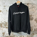 Supreme White Cursive Spellout Black Hoodie Sz S