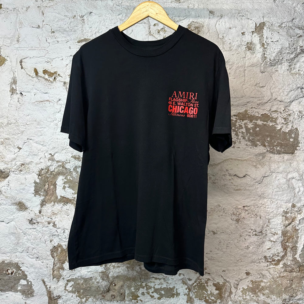 Amiri Chicago Flagship Bones T-shirt Black Sz L