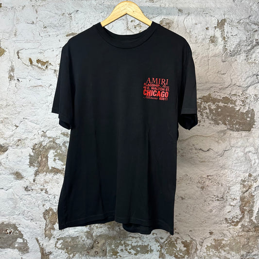 Amiri Chicago Flagship Bones T-shirt Black Sz L