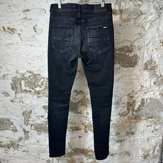 Amiri MX1 Red Suede Black Denim Jeans Sz 31