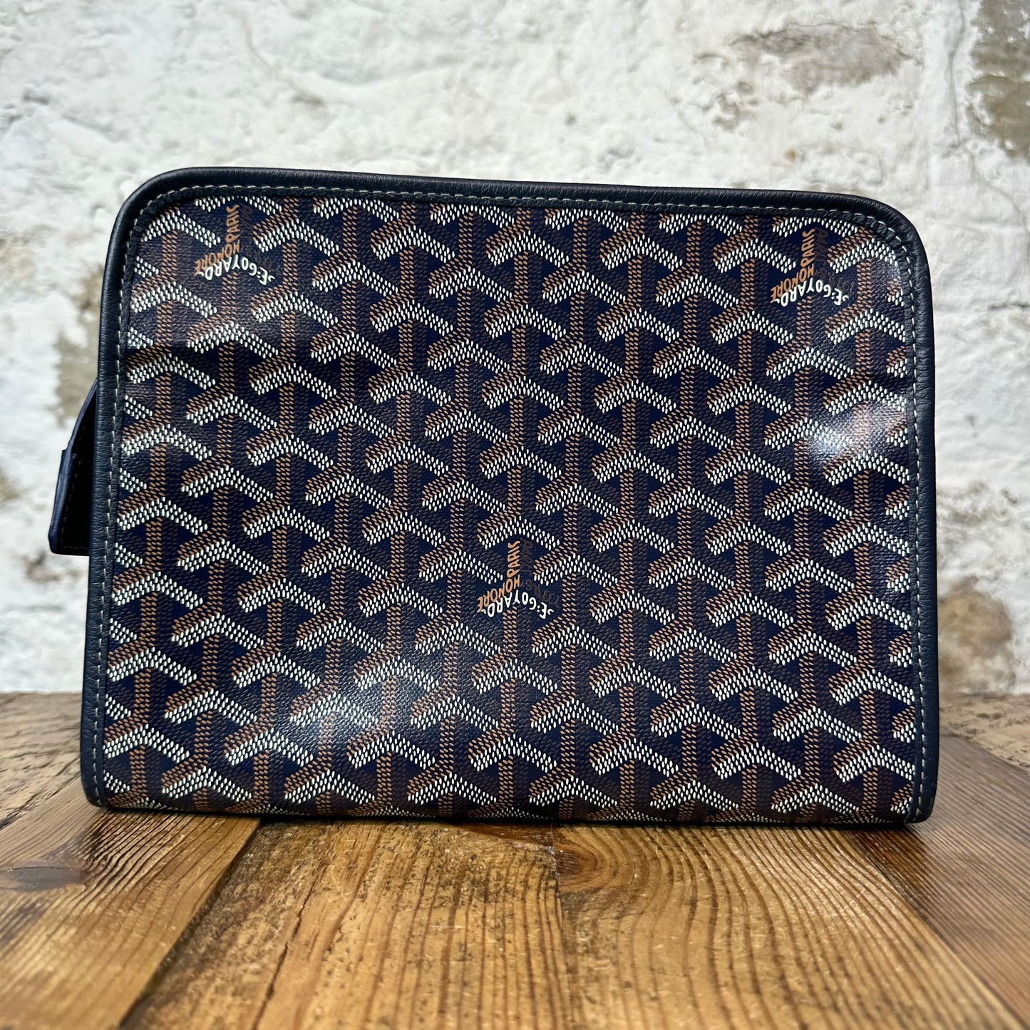 Goyard Jouvence Brown Monogram Navy Toiletry Bag