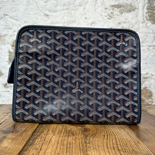 Goyard Jouvence Brown Monogram Navy Toiletry Bag