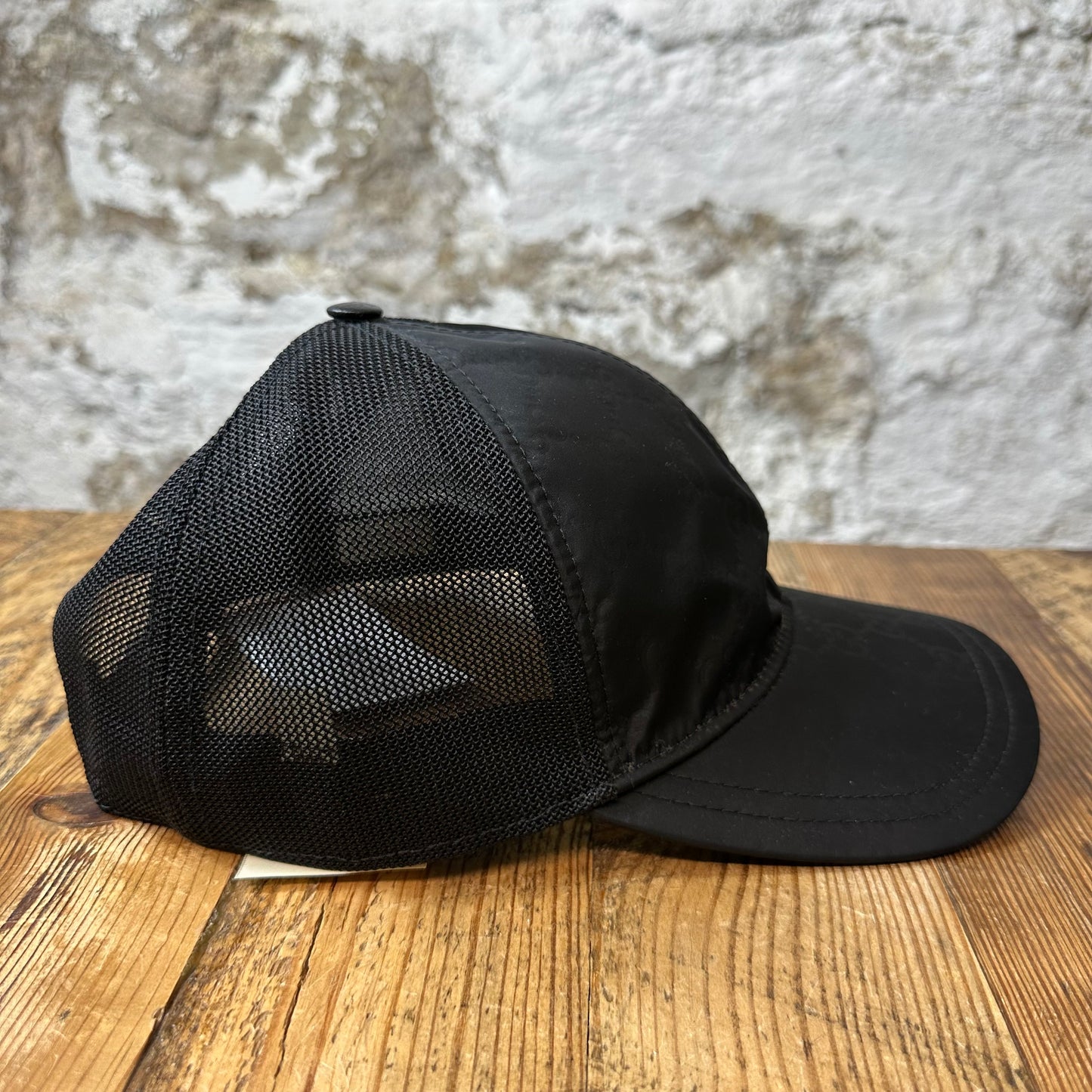 Gucci GG Monogram Black Nylon Hat Sz XL
