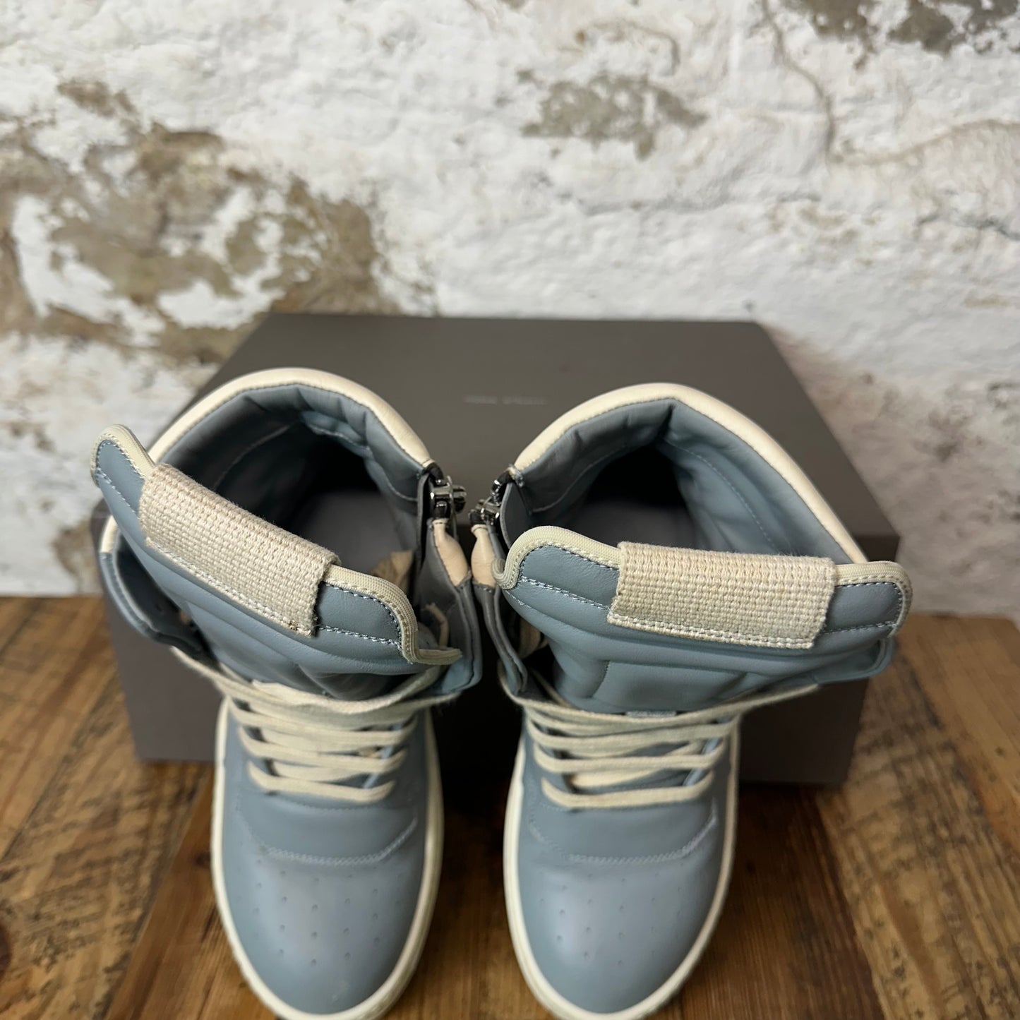 Rick Owens High Geobasket Pale Blue Milk Sneaker Sz 4.5 (36)