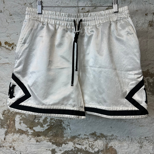 Amiri Black AM White Black Satin Shorts Sz L