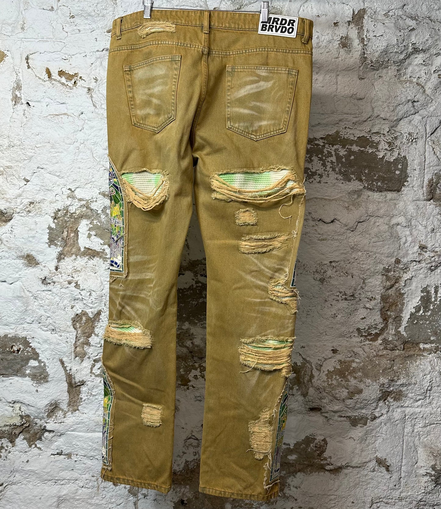 Who Decides War Stained Glass Fusion Tan Denim Jeans Sz 38