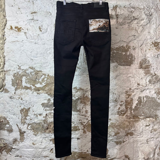 Amiri Art Patch Black Denim Jeans Sz 30