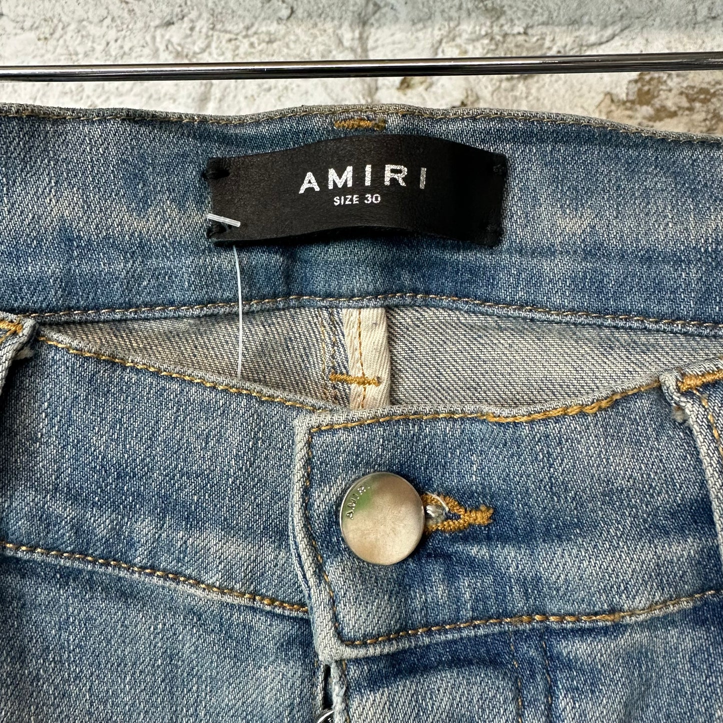 Amiri MX2 Multicolor Flannel Blue Denim Jeans Sz 30