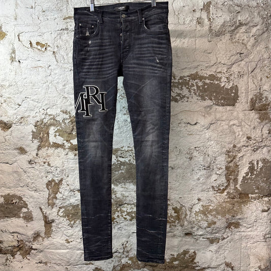 Amiri Black Stagger Spell Gray Denim Jeans Sz 29