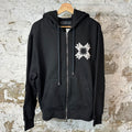 Amiri White MA Spiral Logo Black Zip Up Hoodie Sz M