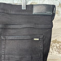 Amiri MX1 Black Leather Black Denim Jeans Sz 40