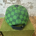 Gucci Black GG Monogram Green Hat Sz M W/ Box