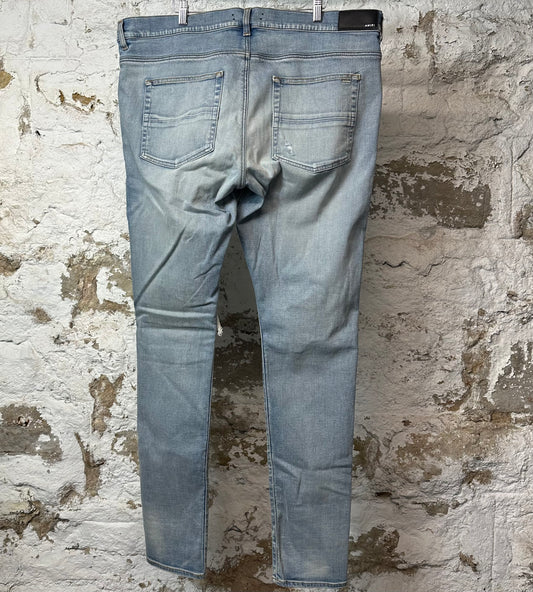 Amiri MX1 Red Suede Blue Denim Jeans Sz 40